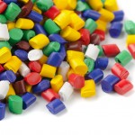 Colourful plastic polymer granules